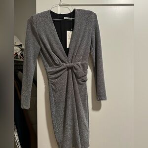 Silver Zara Dress with Shoulder pads